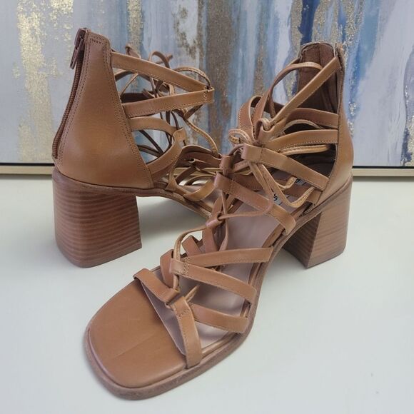 Tan Gladiator Sandals with High Straps - Picture 8 of 10